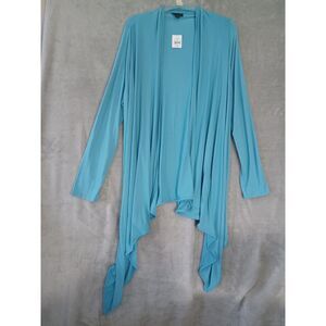 J Jill Wearever Cardigan M Blue Open Waterfall Soft Stretch Lounge Travel New